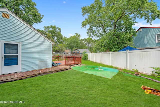 90 Dock Rd, Brick, NJ 08723 - fenced backyard with a wooden deck