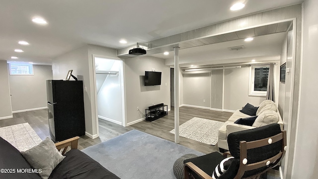 8 Augusta St, Wrightstown, NJ 08562 - living room featuring wood finished floors, recessed lighting, and baseboards