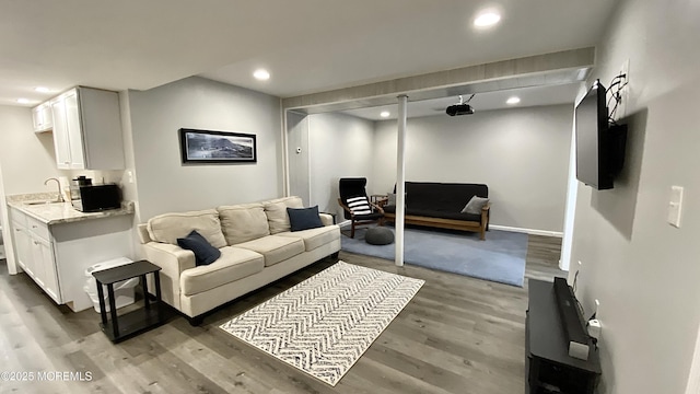 8 Augusta St, Wrightstown, NJ 08562 - living area featuring light wood-style flooring, recessed lighting, and baseboards