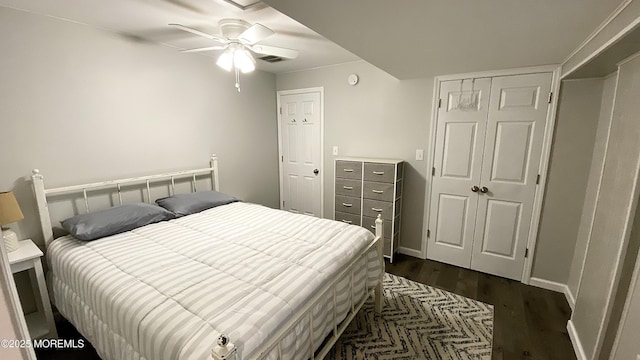 8 Augusta St, Wrightstown, NJ 08562 - bedroom with dark wood-style flooring, baseboards, and ceiling fan