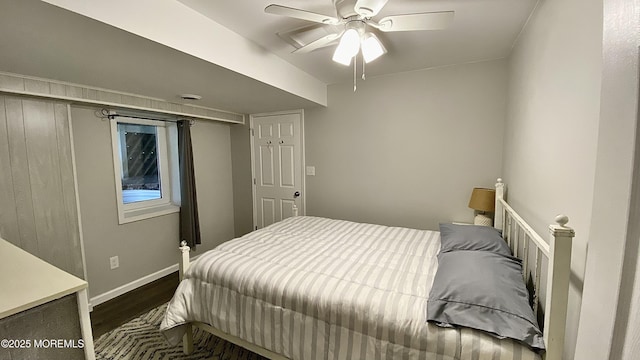 8 Augusta St, Wrightstown, NJ 08562 - bedroom featuring dark wood-style flooring, baseboards, and ceiling fan