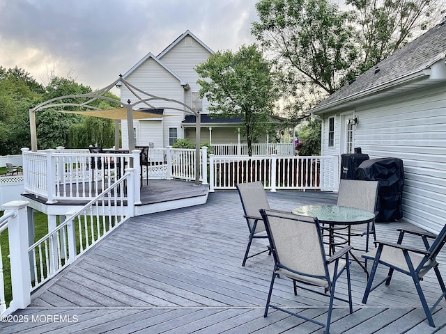 8 Augusta St, Wrightstown, NJ 08562 - wooden terrace featuring outdoor dining space and a grill