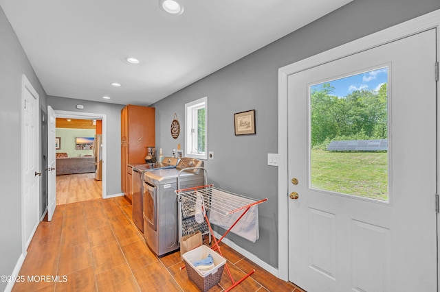 3 Stoney Brook Trl, Howell, NJ 07731 - entryway with washer / clothes dryer, recessed lighting, baseboards, and light wood-style flooring