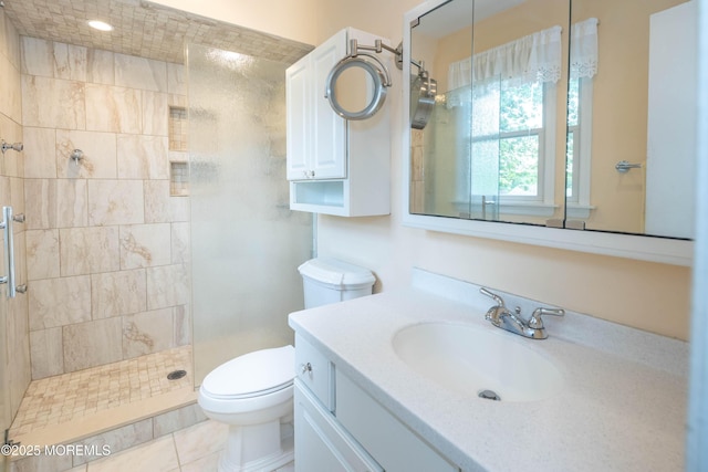 153 12th St, Belford, NJ 07718 - bathroom featuring toilet, a tile shower, and vanity
