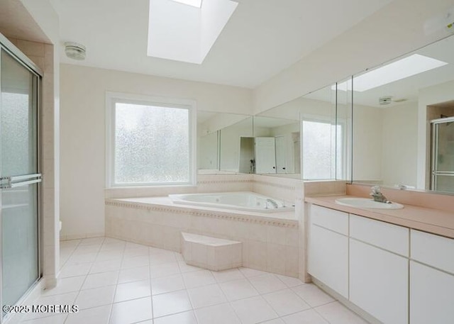 1 Alexander Dr, Monroe, NJ 08831 - full bathroom with a skylight, healthy amount of natural light, a stall shower, and vanity