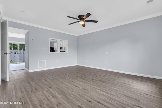 127 Creek Rd Unit 518, Brick, NJ 08724 - empty room featuring wood finished floors, baseboards, ceiling fan, and ornamental molding