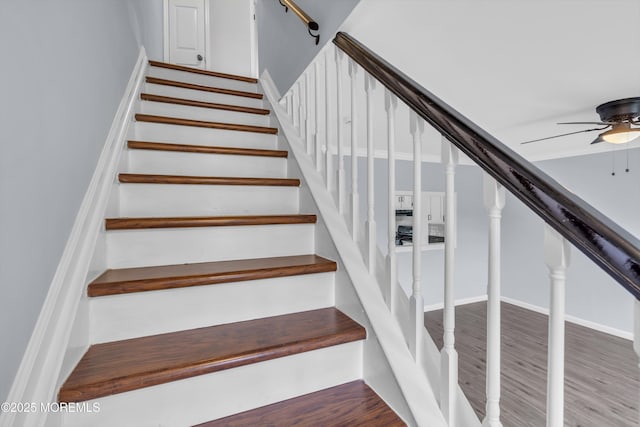 127 Creek Rd Unit 518, Brick, NJ 08724 - stairway featuring ceiling fan and wood finished floors