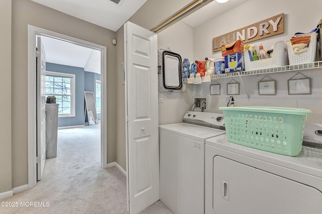 43 Woodledge Ct, Rockaway Twp, NJ 07866 - washroom with separate washer and dryer, light carpet, and baseboards