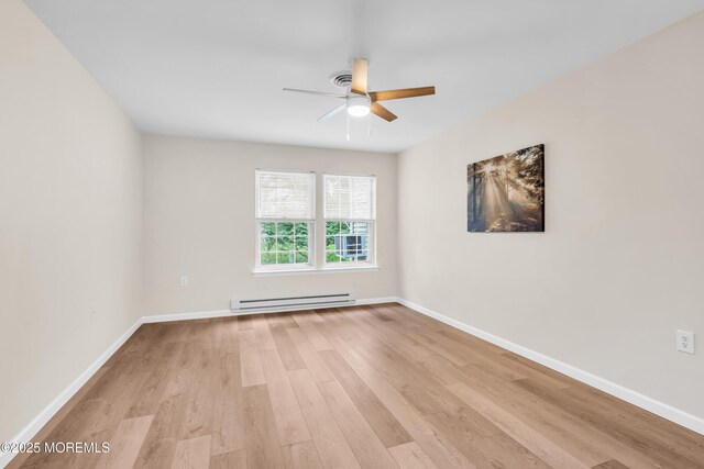28 Mill Rd Unit B, Whiting, NJ 08759 - unfurnished room with baseboard heating, a ceiling fan, wood finished floors, and baseboards