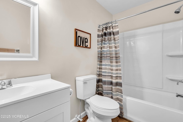 28 Mill Rd Unit B, Whiting, NJ 08759 - full bath featuring vanity, shower / tub combo, toilet, and wood finished floors