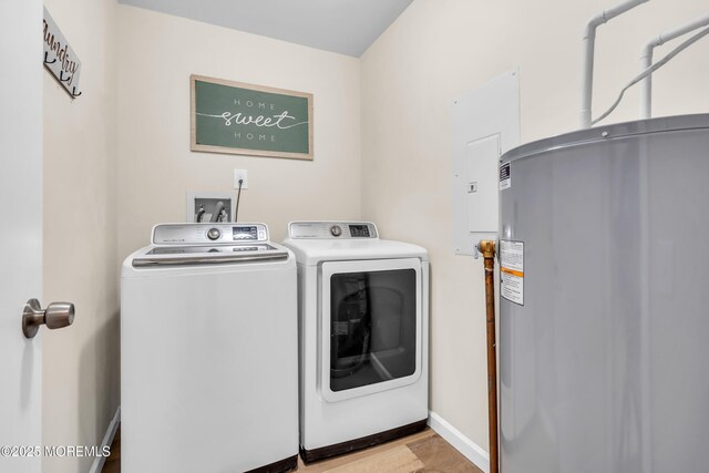 28 Mill Rd Unit B, Whiting, NJ 08759 - laundry room with washer and dryer, electric water heater, and baseboards