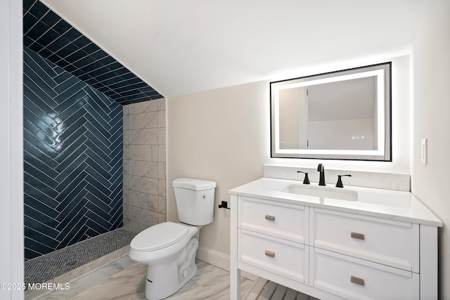 51 Sampson Ave, Seaside Heights, NJ 08751 - full bath with marble finish flooring, baseboards, toilet, vanity, and tiled shower