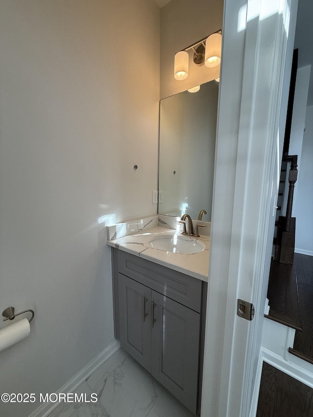 300 Prestige Rd, Brick, NJ 08723 - bathroom with vanity, baseboards, and marble look tiles