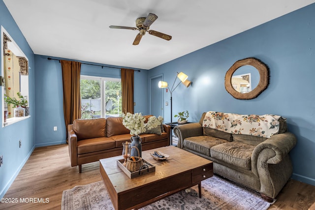 930 Devon St, Forked River, NJ 08731 - living room featuring wood finished floors, a ceiling fan, and baseboards