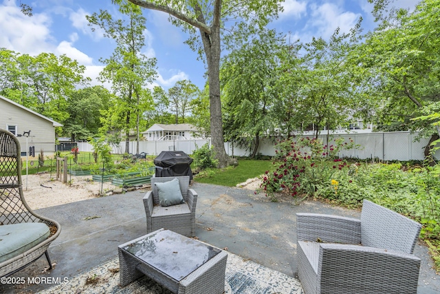 930 Devon St, Forked River, NJ 08731 - fenced backyard with a patio area, a vegetable garden, and a grill