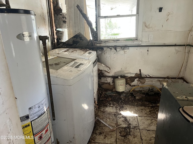 614 Beach Blvd, Forked River, NJ 08731 - laundry area with water heater and independent washer and dryer