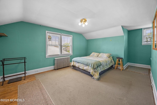 10 Fulton St, Freehold, NJ 07728 - bedroom featuring radiator, lofted ceiling, baseboards, and wood finished floors