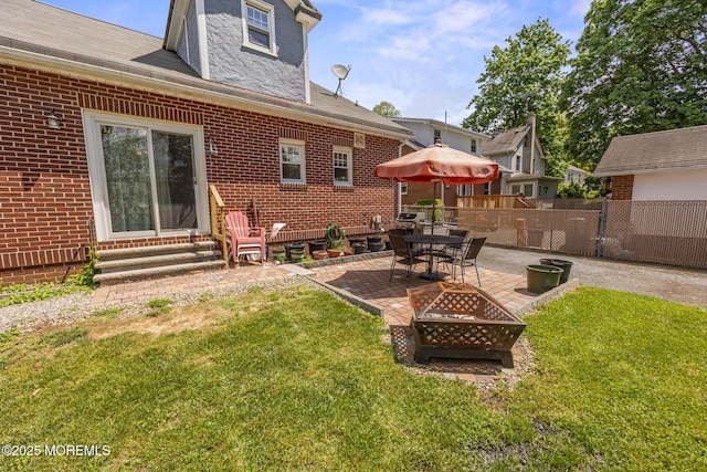 10 Fulton St, Freehold, NJ 07728 - view of yard featuring entry steps, a fire pit, and a patio area