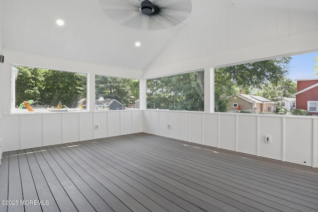 18 Neptune Pl, North Middletown, NJ 07748 - unfurnished sunroom with lofted ceiling and ceiling fan