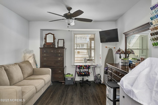 1498 Paul Blvd, Manahawkin, NJ 08050 - living area featuring dark wood-style flooring and a ceiling fan