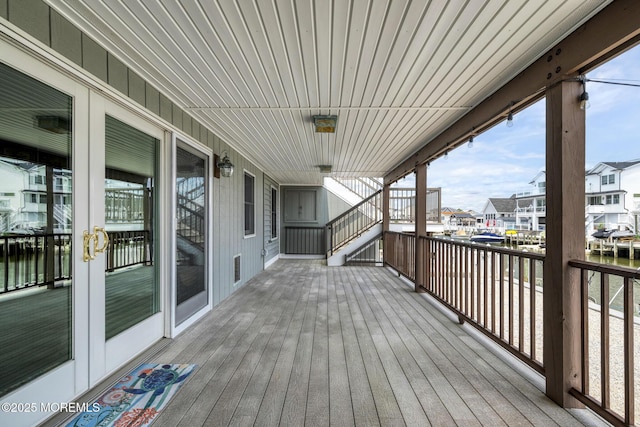 1498 Paul Blvd, Manahawkin, NJ 08050 - wooden terrace featuring french doors, a residential view, and stairway