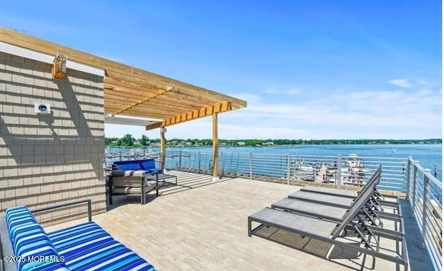 28 Riverside Ave Unit 9G, Red Bank, NJ 07701 - view of patio / terrace featuring a pergola and a water view