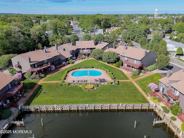 14 Sea Point Dr, Point Pleasant, NJ 08742 - aerial view of residential area with a nearby body of water and a pool area