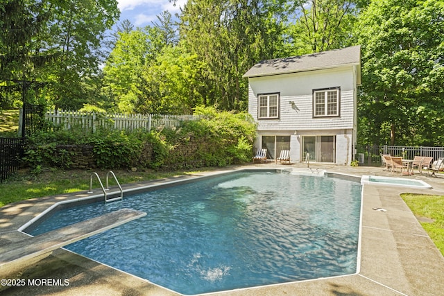 341 Chapel Hill Rd, Atlantic Highlands, NJ 07716 - view of pool featuring a fenced backyard, a patio area, and view of scattered trees