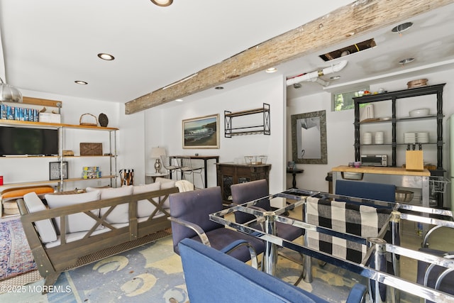 341 Chapel Hill Rd, Atlantic Highlands, NJ 07716 - dining space featuring beamed ceiling and recessed lighting