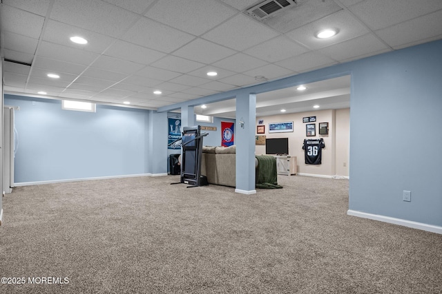 33 Red Maple Dr, Brick, NJ 08724 - workout area with carpet flooring, recessed lighting, baseboards, and a paneled ceiling