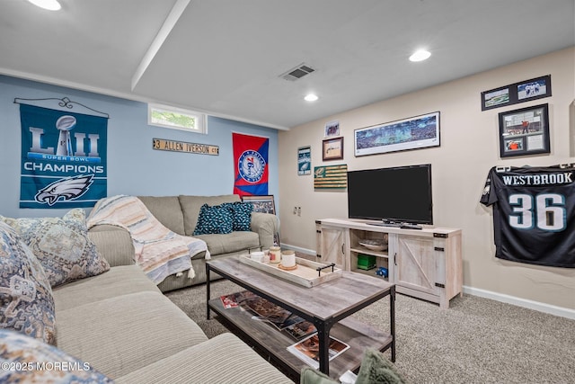 33 Red Maple Dr, Brick, NJ 08724 - carpeted living room featuring baseboards and recessed lighting
