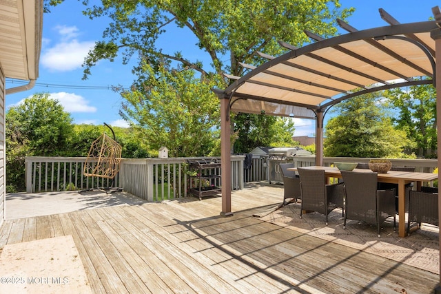 33 Red Maple Dr, Brick, NJ 08724 - wooden terrace featuring a pergola and outdoor dining space
