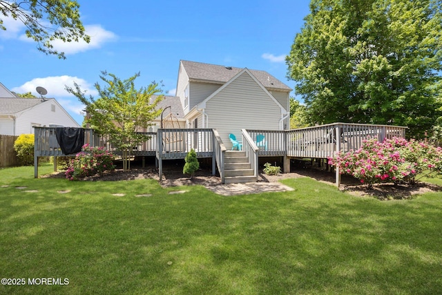 33 Red Maple Dr, Brick, NJ 08724 - back of property featuring a deck, a lawn, and a shingled roof
