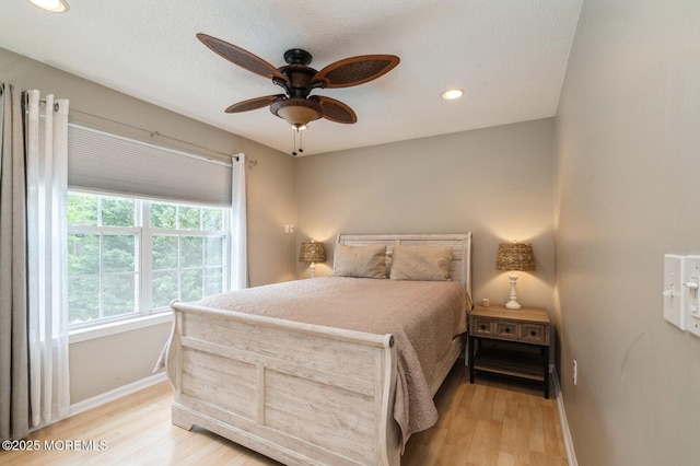 81 W Shenendoah Rd, Howell, NJ 07731 - bedroom featuring baseboards, light wood finished floors, recessed lighting, ceiling fan, and a textured ceiling