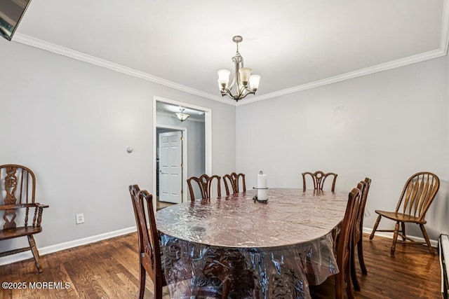 110 W 4th St, Howell, NJ 07731 - dining room featuring dark wood finished floors, a chandelier, and crown molding