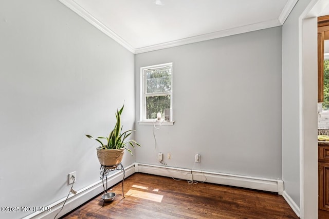 110 W 4th St, Howell, NJ 07731 - spare room featuring crown molding, baseboard heating, and wood finished floors