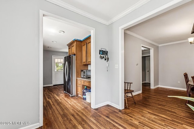 110 W 4th St, Howell, NJ 07731 - hallway featuring dark wood-style floors and ornamental molding