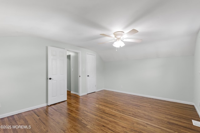 18 Hampton Rd, Howell, NJ 07731 - additional living space with vaulted ceiling, ceiling fan, baseboards, and wood finished floors