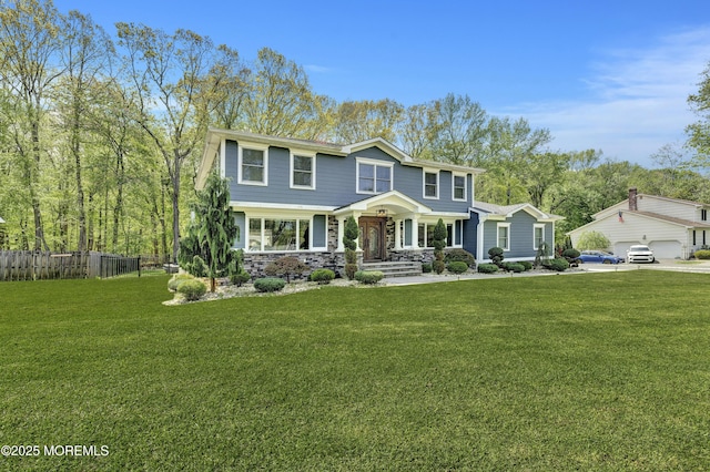 25 Briar Hill Dr, Manalapan, NJ 07726 - view of front facade with a porch and stone siding