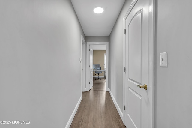 25 Glenview Rd, North Caldwell, NJ 07006 - hall with an office area, wood finished floors, and baseboards