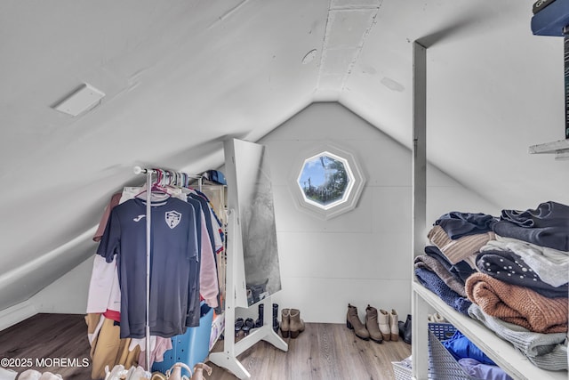 25 Glenview Rd, North Caldwell, NJ 07006 - walk in closet with wood finished floors and vaulted ceiling