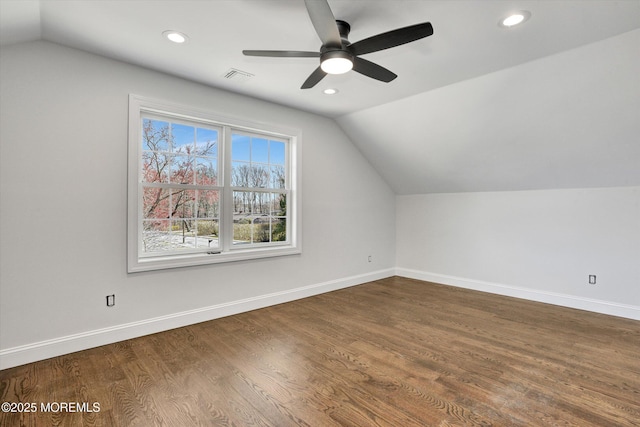 97D Aberdeen Rd, Matawan, NJ 07747 - bonus room with lofted ceiling, ceiling fan, wood finished floors, baseboards, and recessed lighting