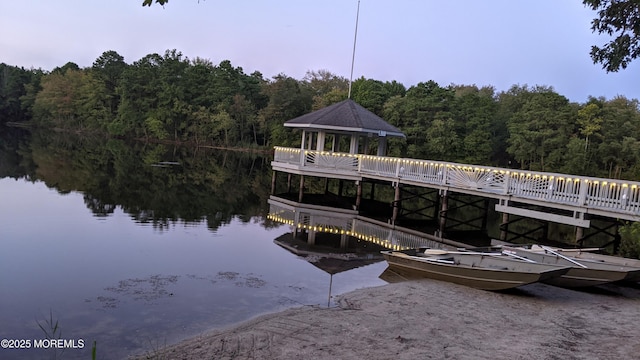 731A Chatham Ln, Manchester, NJ 08759 - dock featuring a wooded view, a water view, and a gazebo