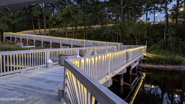 731A Chatham Ln, Manchester, NJ 08759 - wooden deck with a water view and view of wooded area