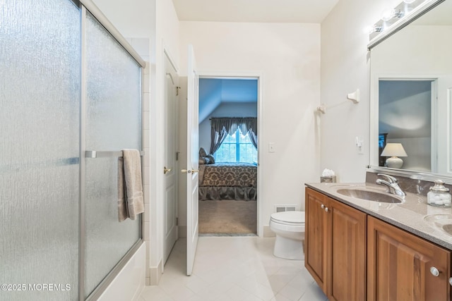 5 Duke Dr, Howell, NJ 07731 - full bath featuring ensuite bath, double vanity, tile patterned floors, and combined bath / shower with glass door