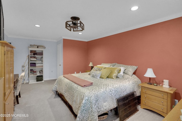 104 Deerfoot Way, Jackson, NJ 08527 - bedroom with light colored carpet, recessed lighting, ornamental molding, and baseboards