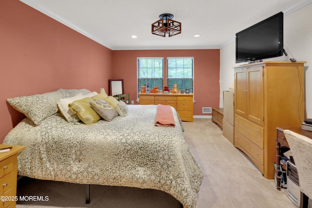 104 Deerfoot Way, Jackson, NJ 08527 - bedroom featuring ornamental molding, light carpet, and recessed lighting