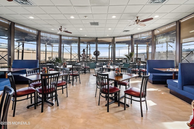 787 Ocean Ave Unit 1711, Long Branch, NJ 07740 - dining area with ceiling fan and expansive windows