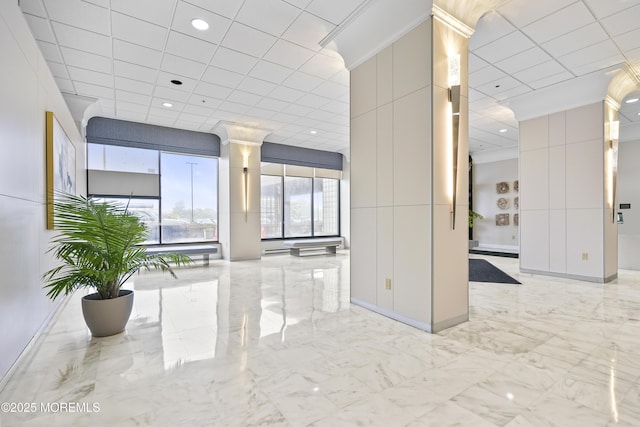 787 Ocean Ave Unit 1711, Long Branch, NJ 07740 - building lobby featuring recessed lighting, ornamental molding, and a paneled ceiling