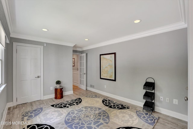 12 Wagon Way, Holmdel, NJ 07733 - exercise area featuring light wood finished floors, recessed lighting, baseboards, and crown molding